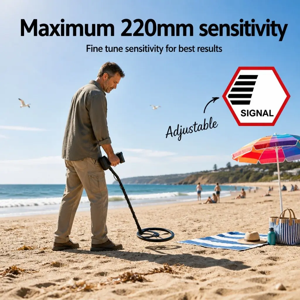Metal Detector Waterproof LCD Screen Adjustable Shaft Beach Search Coil