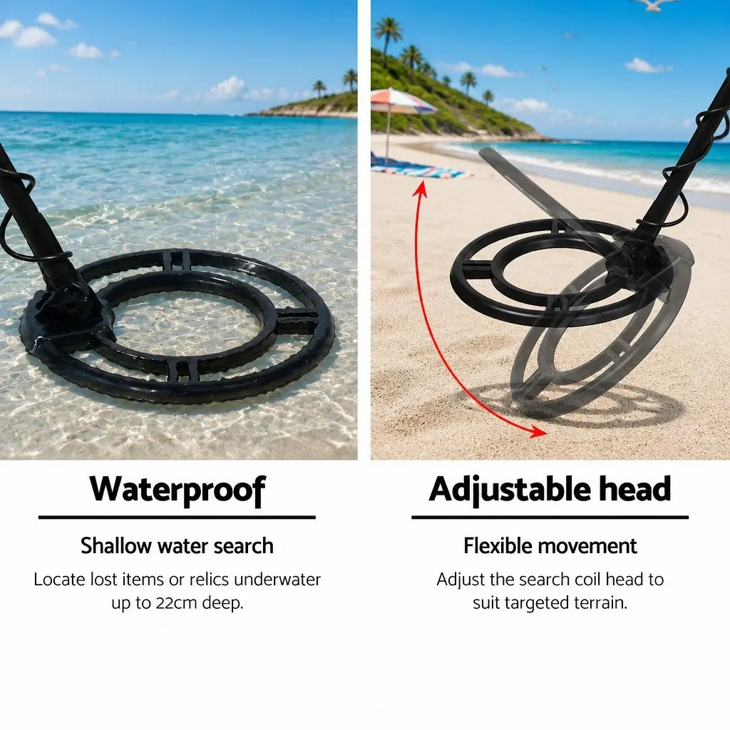 Metal Detector Waterproof LCD Screen Adjustable Shaft Beach Search Coil