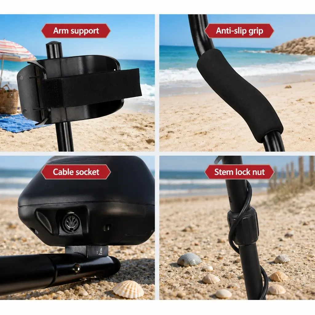 Metal Detector Waterproof LCD Screen Adjustable Shaft Beach Search Coil