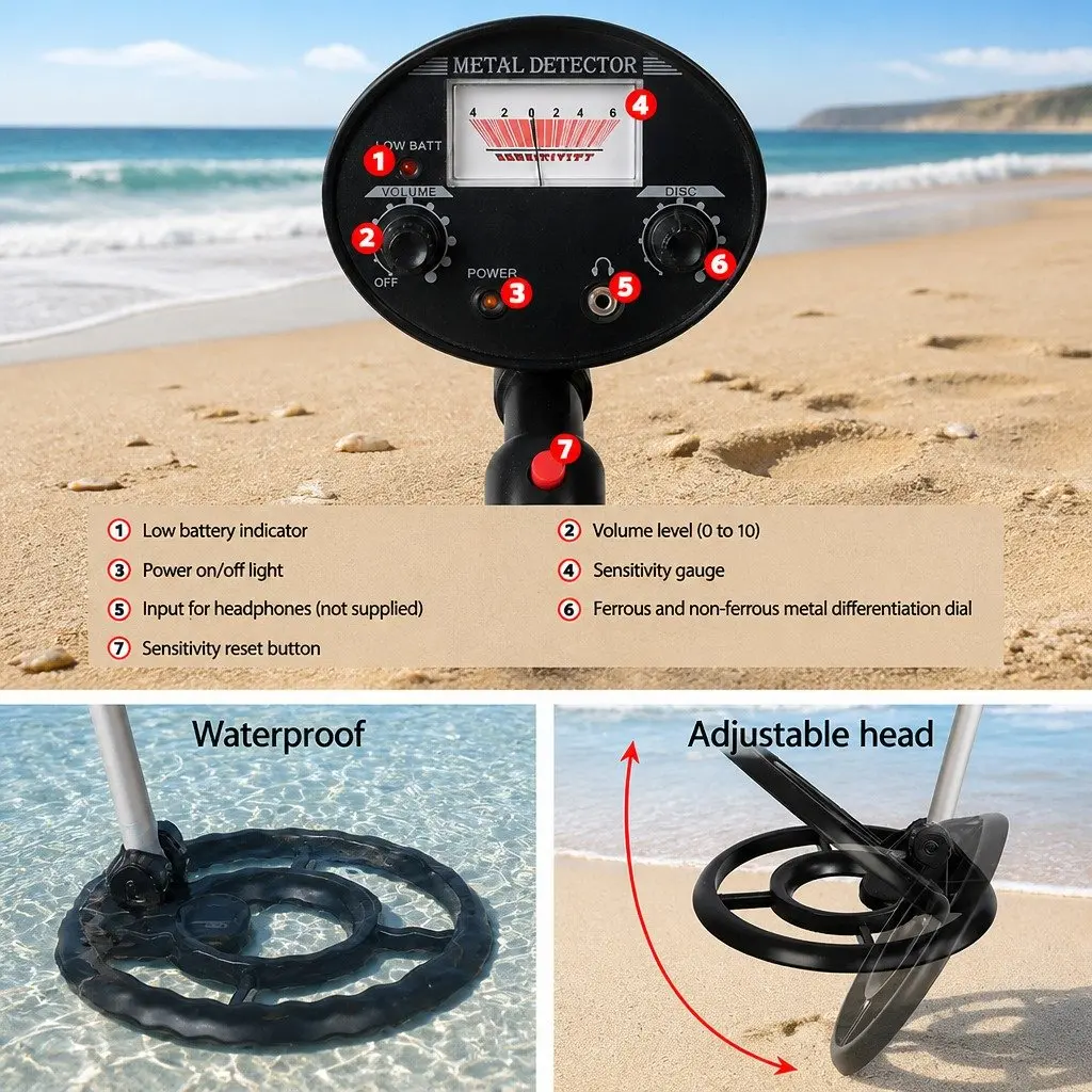 Metal Detector Waterproof Search Coil 180MM Adjustable Length