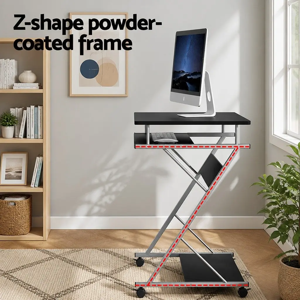 Computer Desk with Keyboard Tray and Bottom Shelf Black 60CM