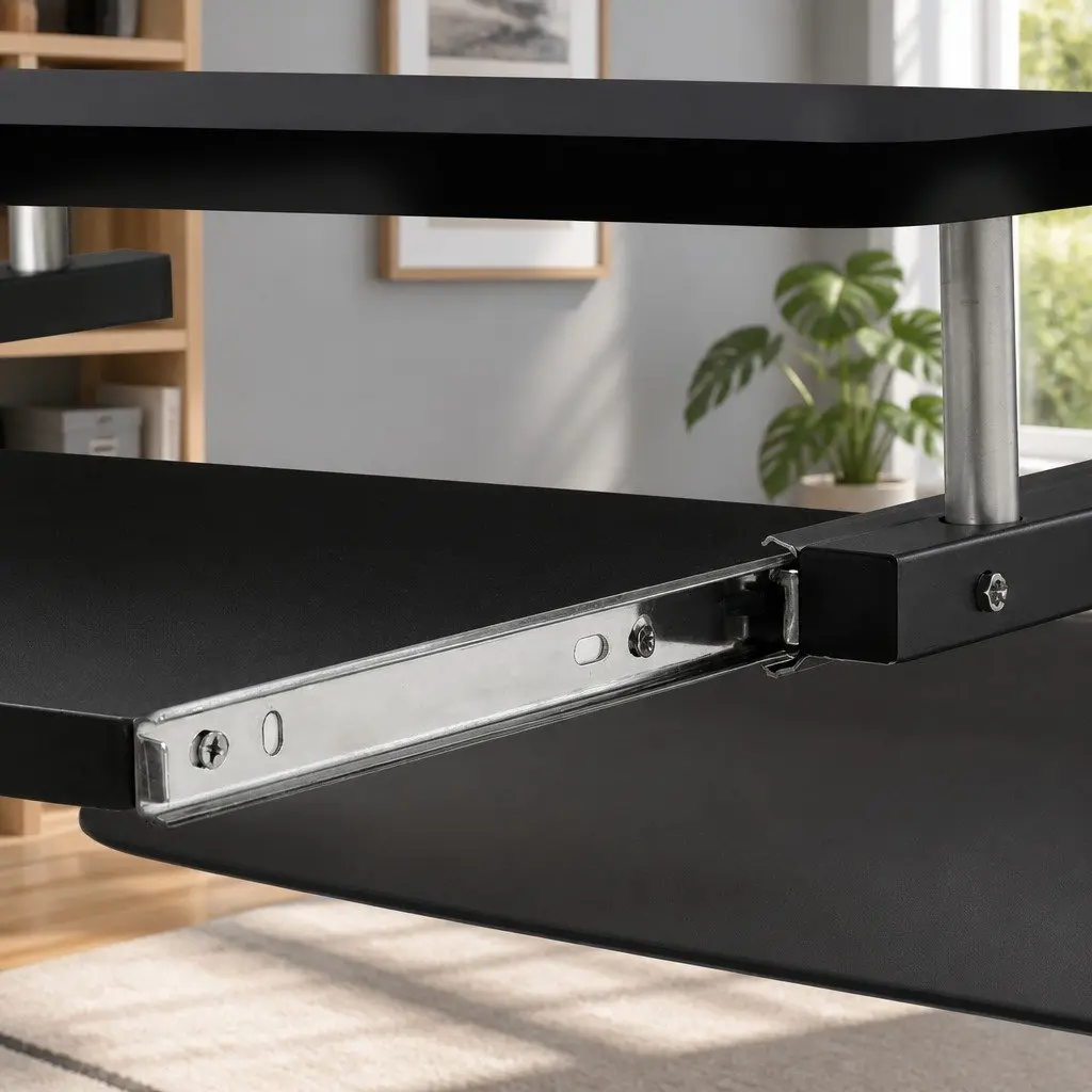 Computer Desk with Keyboard Tray and Bottom Shelf Black 60CM