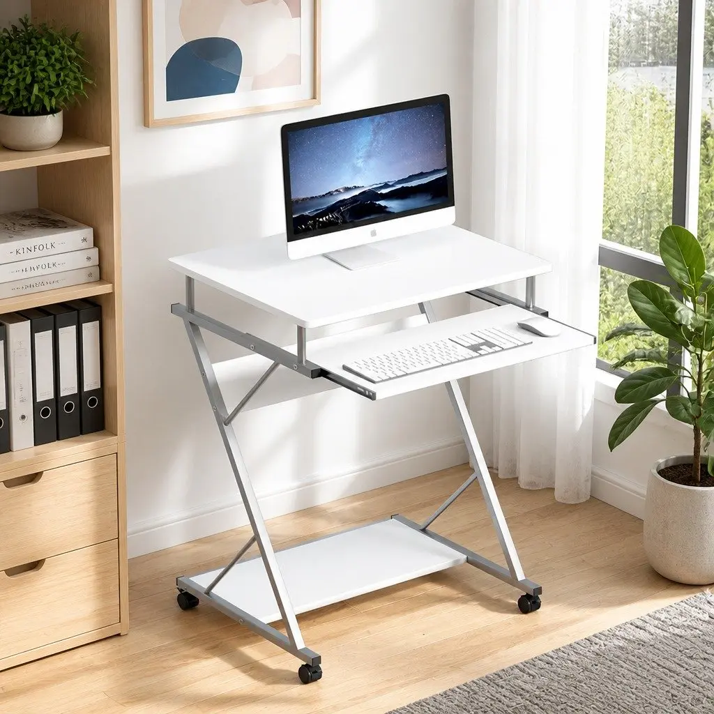 Computer Desk with Sliding Keyboard Tray White 60cm