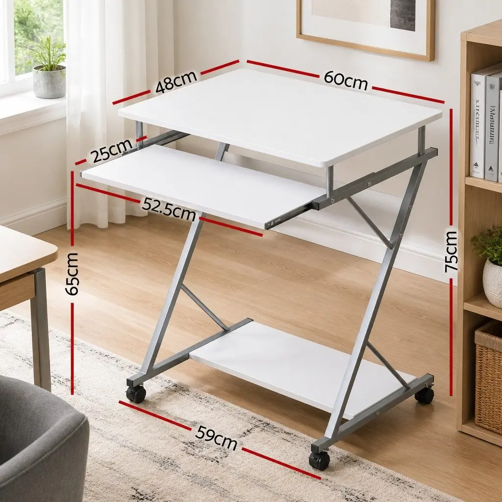 Computer Desk with Sliding Keyboard Tray White 60cm