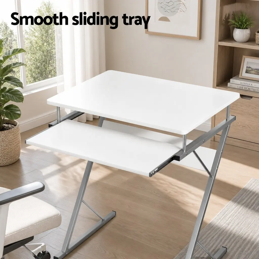 Computer Desk with Sliding Keyboard Tray White 60cm