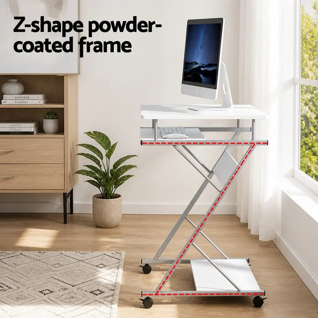 Computer Desk with Sliding Keyboard Tray White 60cm
