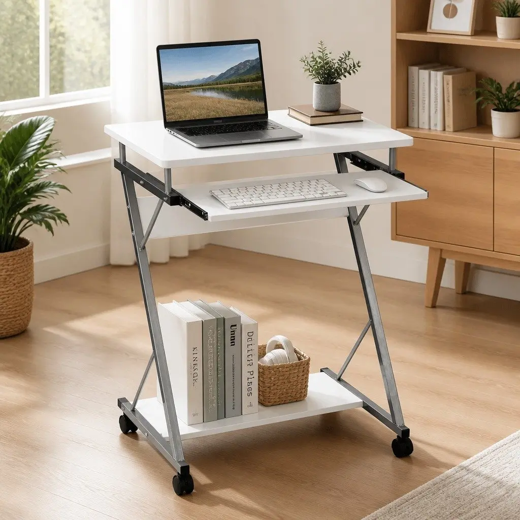 Computer Desk with Sliding Keyboard Tray White 60cm