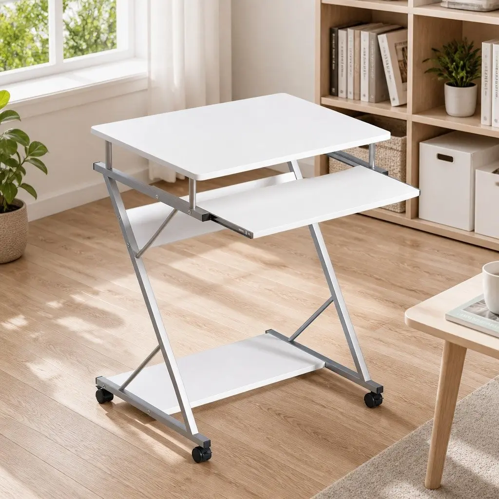 Computer Desk with Sliding Keyboard Tray White 60cm