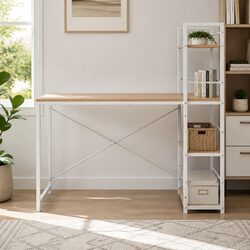 Your Ideal Oak and White Computer Desk with Shelves