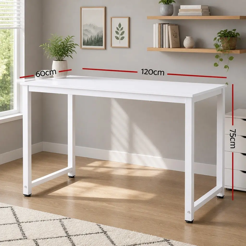 Computer Desk White 120CM Spacious Desktop Particle Board