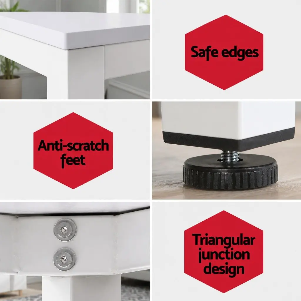 Computer Desk White 120CM Spacious Desktop Particle Board