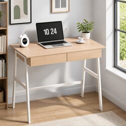 Your Friendly Oak White Computer Desk with Drawers