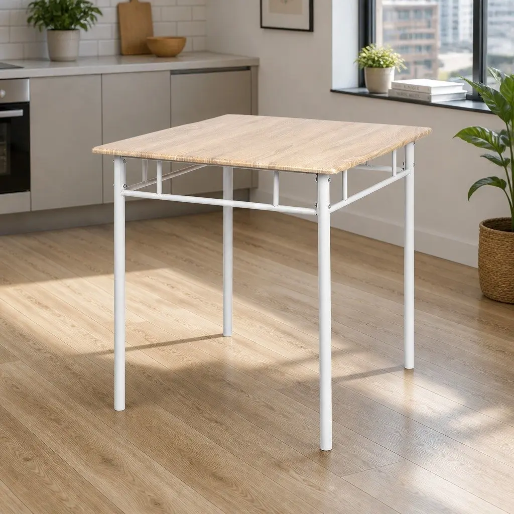 Dining Table and Chairs Set Industrial Style 3 Piece Natural