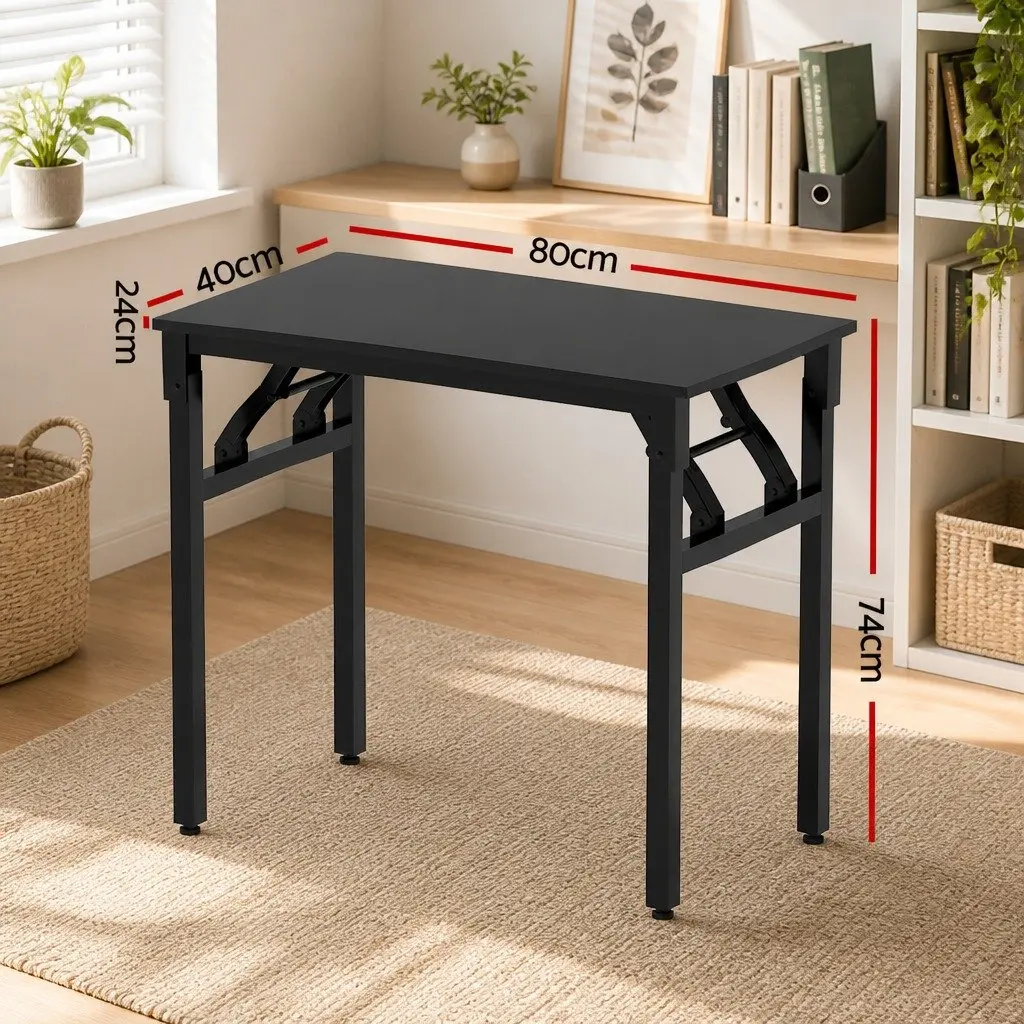Foldable Computer Desk 80cm Black Home Office Study Workstation Corner Table