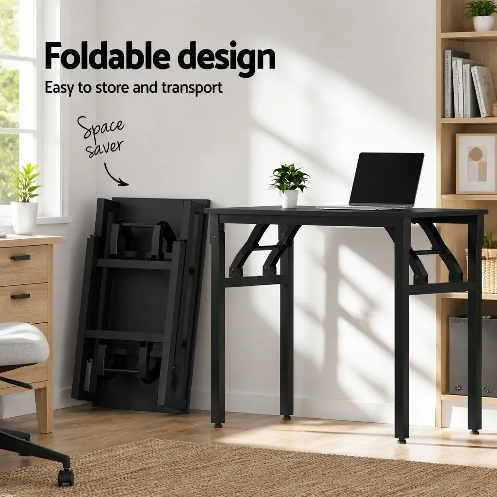 Foldable Computer Desk 80cm Black Home Office Study Workstation Corner Table