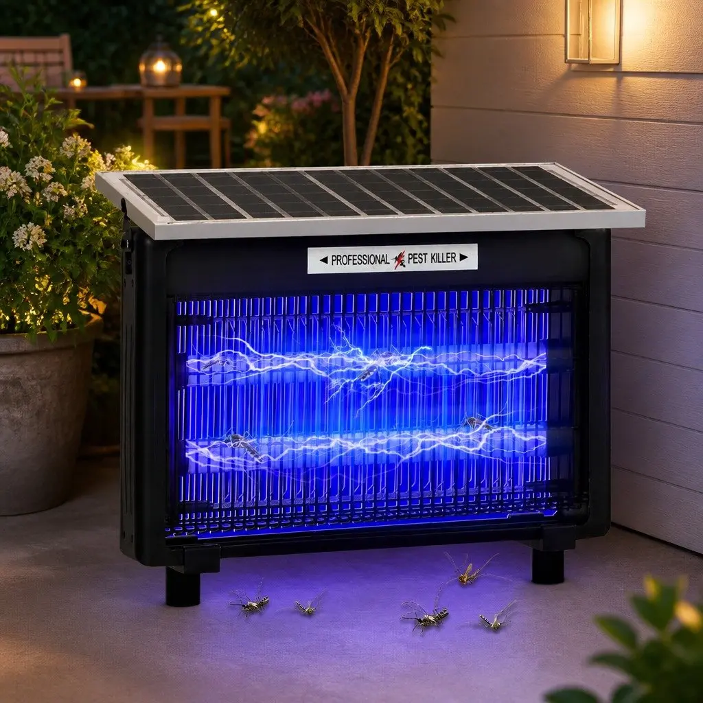 Electric Mosquito Killer Lamp Solar Powered Indoor Outdoor Bug Zapper 42cm