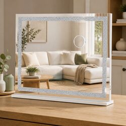Vanity Makeup Mirror Large Tabletop Wall Mount Touch Control LED Lighting 5x