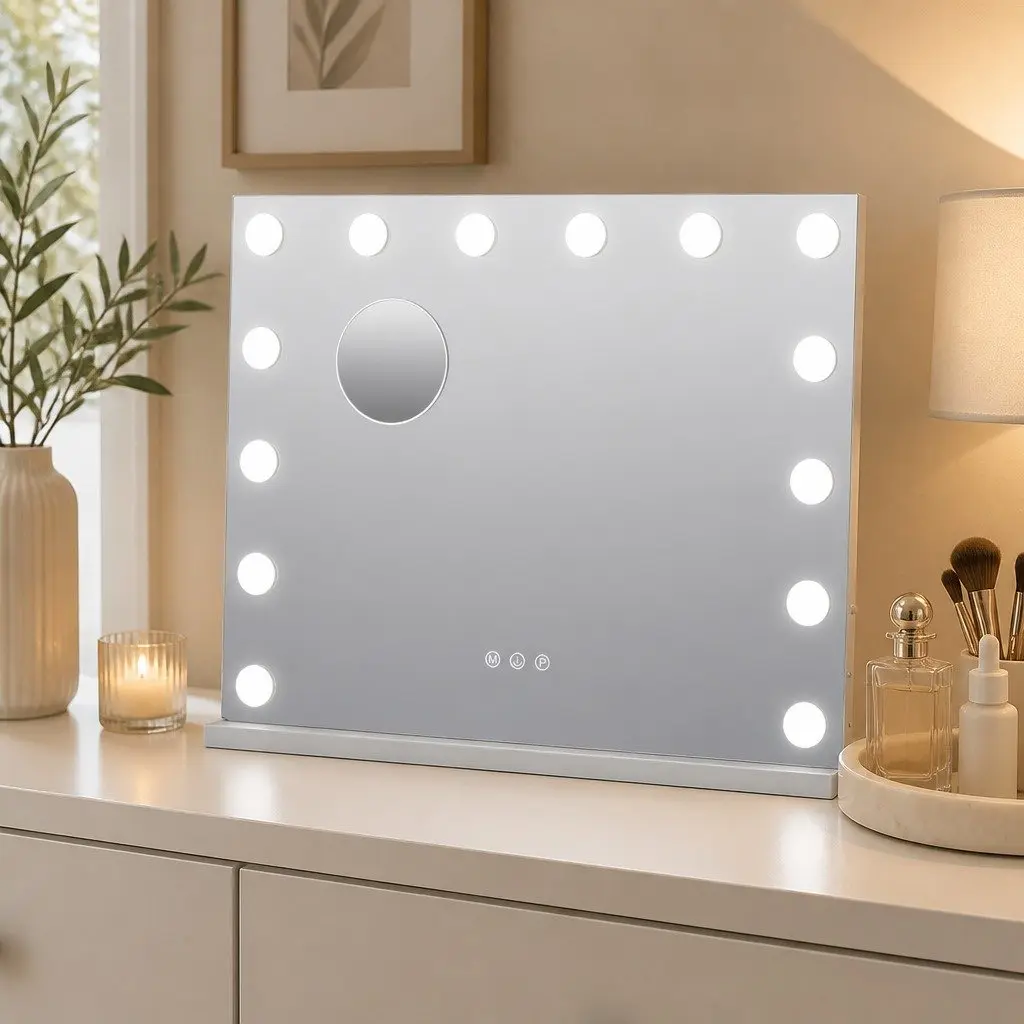 LED Vanity Makeup Mirror 50cm x 42cm Hollywood Dressing Table Detachable 10x