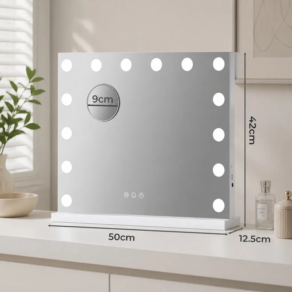 LED Vanity Makeup Mirror 50cm x 42cm Hollywood Dressing Table Detachable 10x