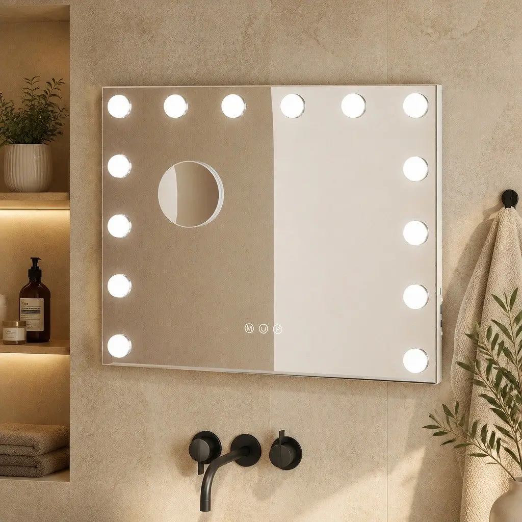 LED Vanity Makeup Mirror 50cm x 42cm Hollywood Dressing Table Detachable 10x
