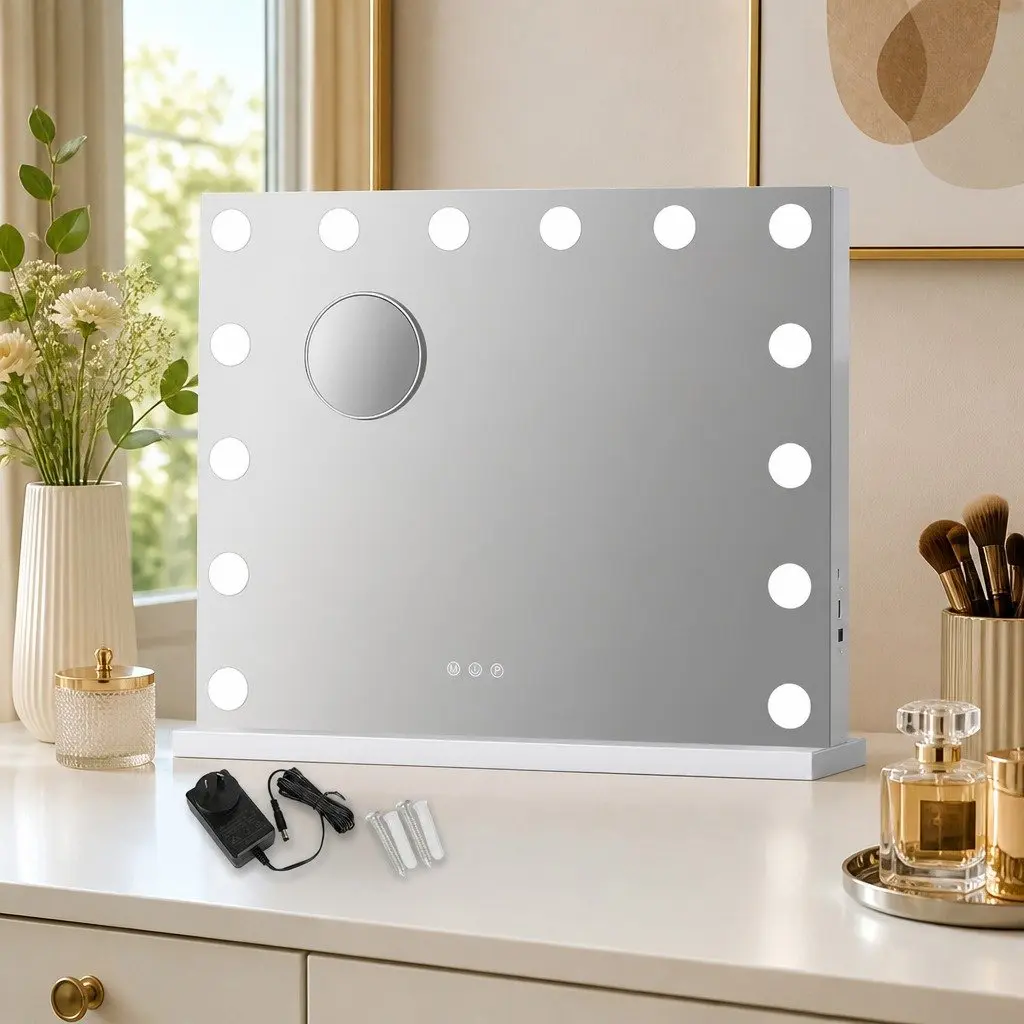 LED Vanity Makeup Mirror 50cm x 42cm Hollywood Dressing Table Detachable 10x