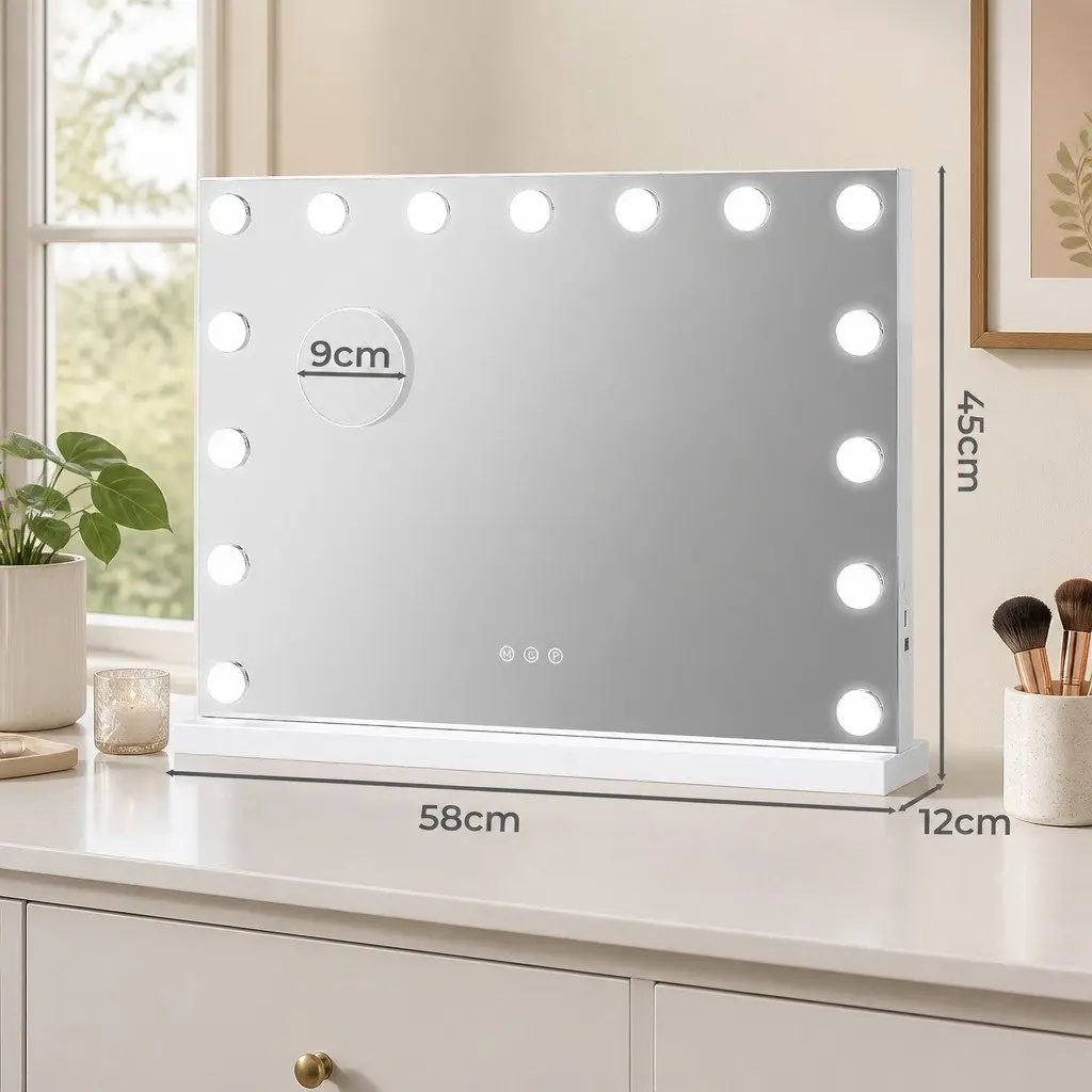LED Vanity Mirror 45x58cm with 10x Magnifier