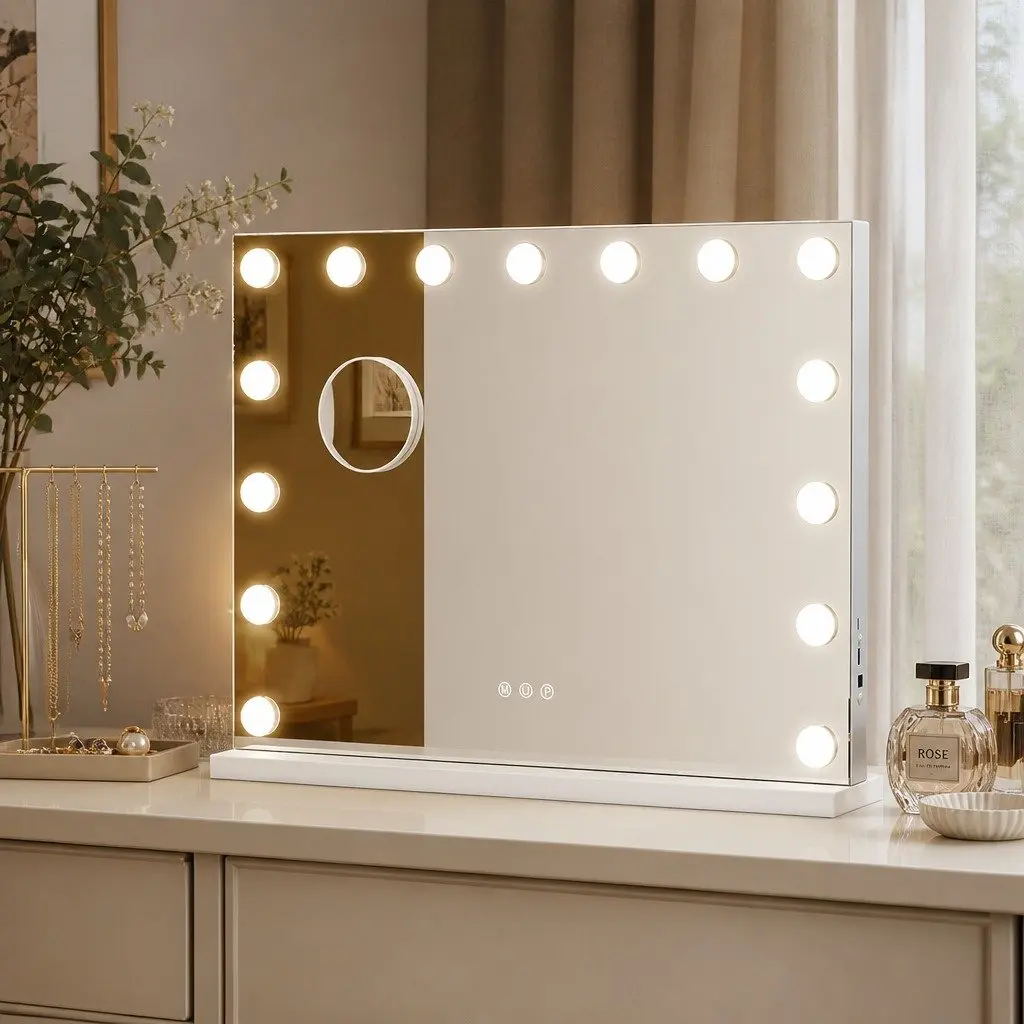LED Vanity Mirror 45x58cm with 10x Magnifier