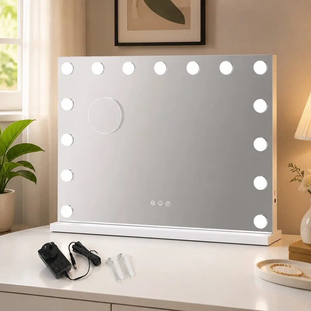 LED Vanity Mirror 45x58cm with 10x Magnifier