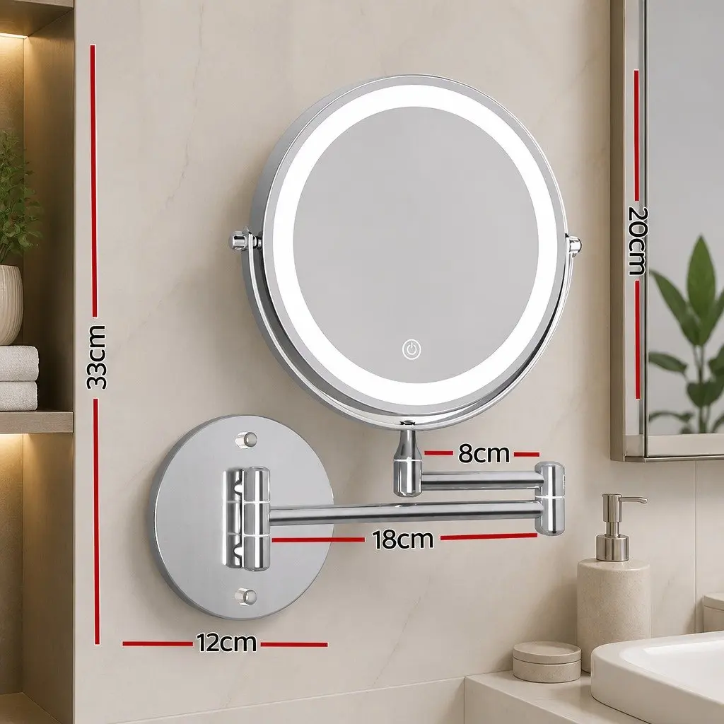 Makeup Mirror Extendable 10X Magnifying LED 33cm x 32cm