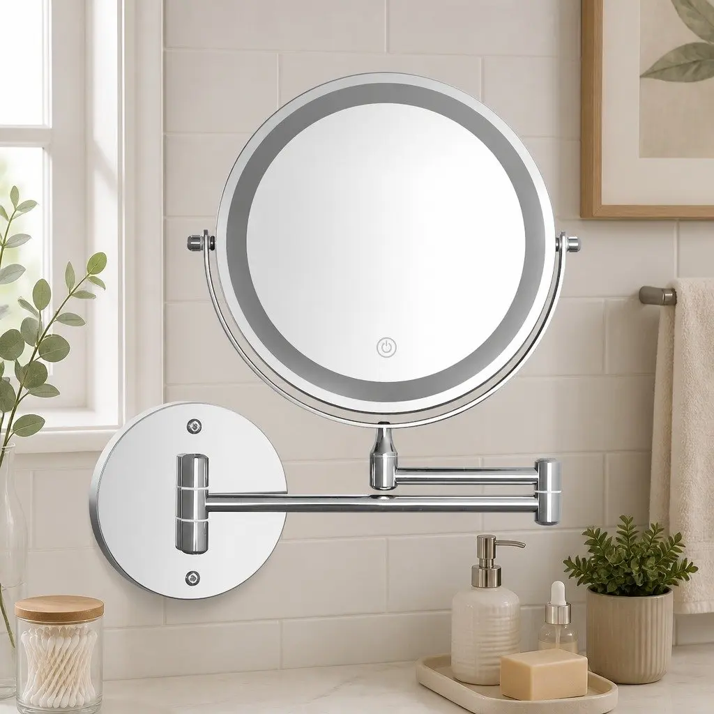 Makeup Mirror Extendable 10X Magnifying LED 33cm x 32cm