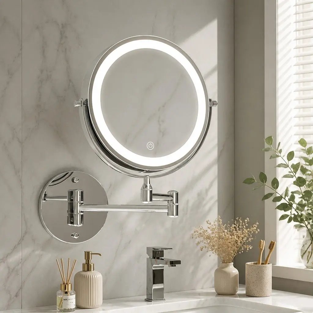 Makeup Mirror Extendable 10X Magnifying LED 33cm x 32cm