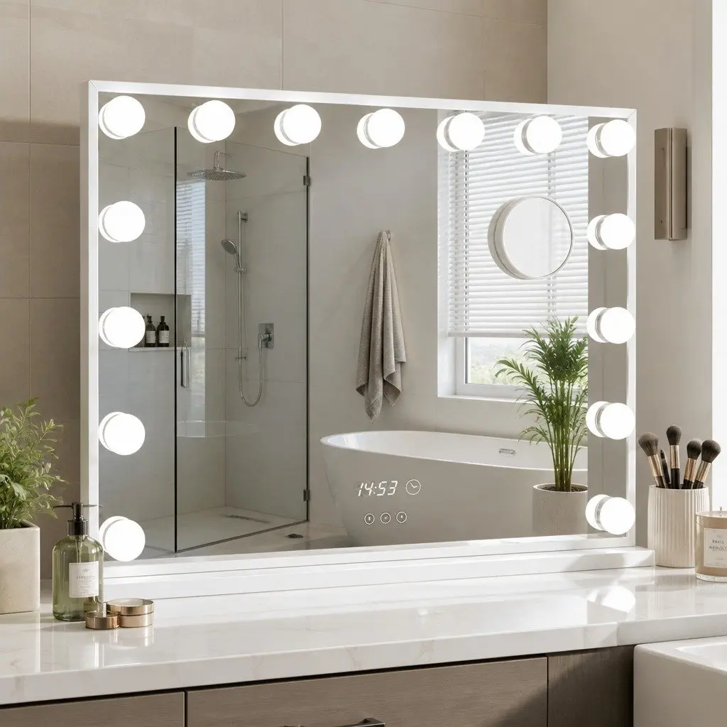 Makeup Mirror Adjustable LED Light 58x45cm Hollywood Vanity Tabletop Yellow