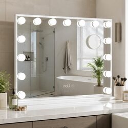 Makeup Mirror 58x45cm Hollywood Vanity with Adjustable LED Light Tabletop Yellow