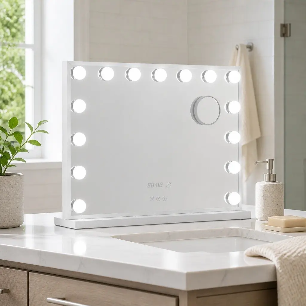 Makeup Mirror Adjustable LED Light 58x45cm Hollywood Vanity Tabletop Yellow