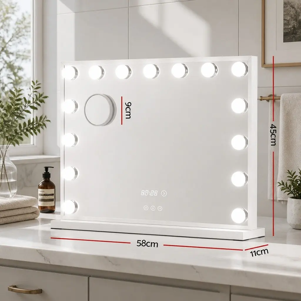 Makeup Mirror Adjustable LED Light 58x45cm Hollywood Vanity Tabletop Yellow
