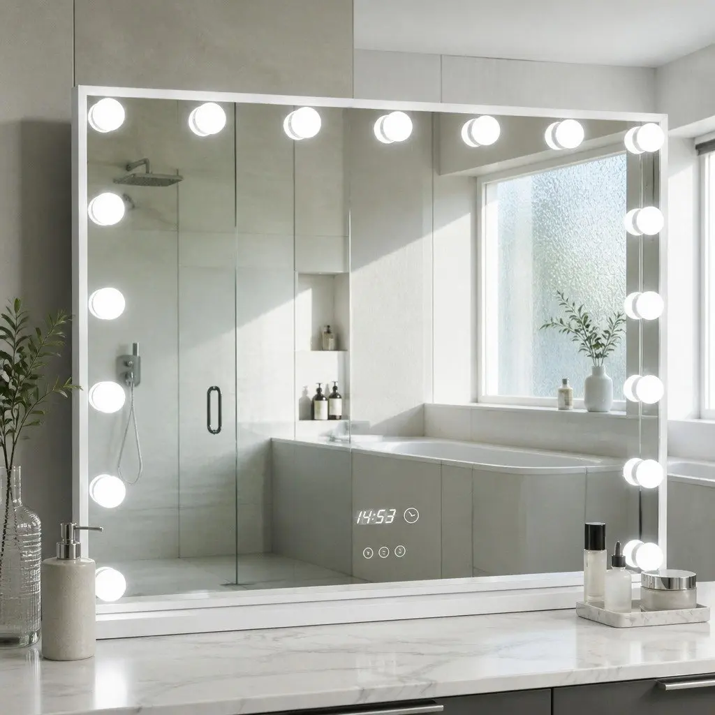 Makeup Mirror Adjustable LED Light 80x60cm Touch Control Tabletop
