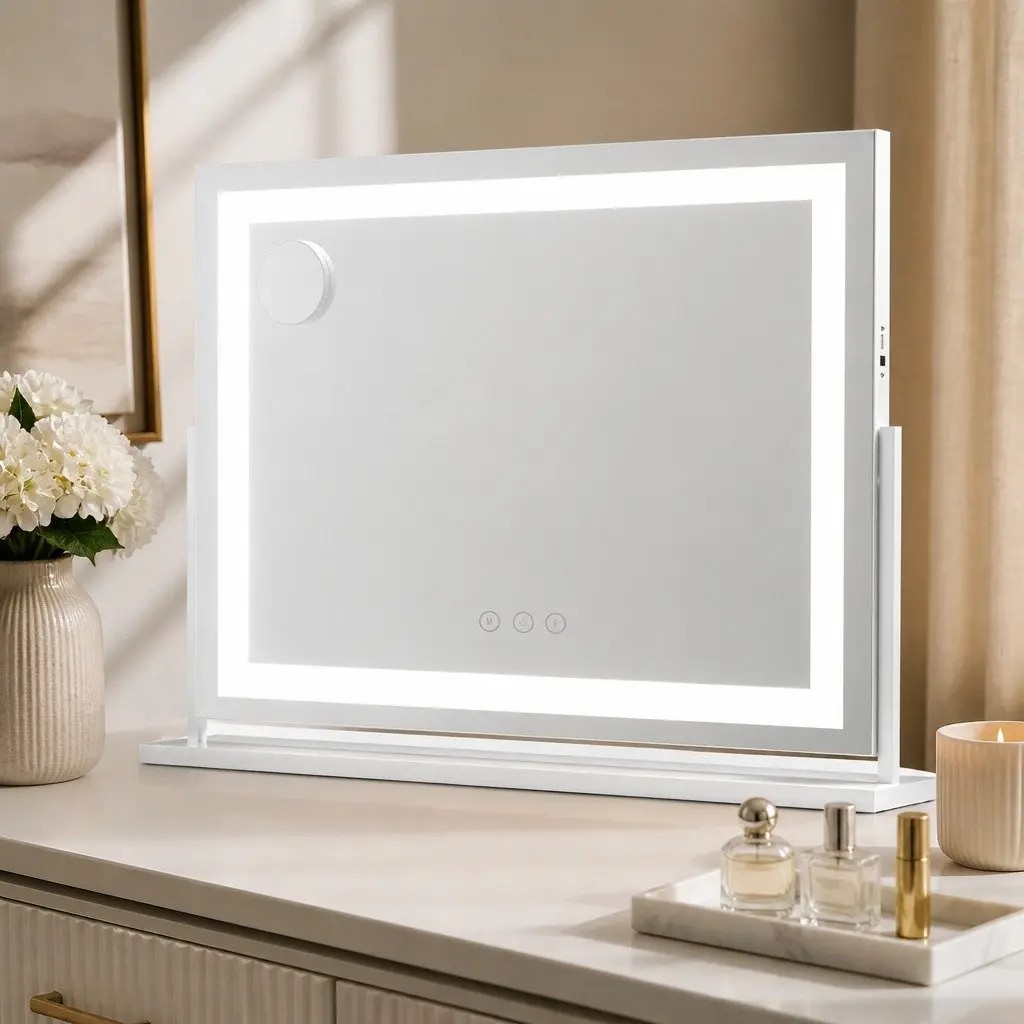 LED Makeup Mirror Extra-Large 80x58cm 360° Rotatable Lighted Adjustable Brightness
