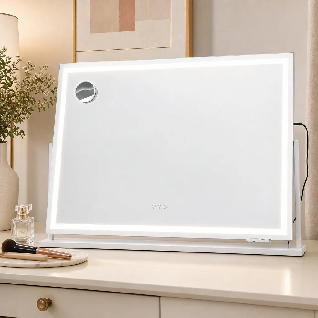 Vanity Makeup Mirror 100x70cm 360 Degree Rotatable LED Lighted