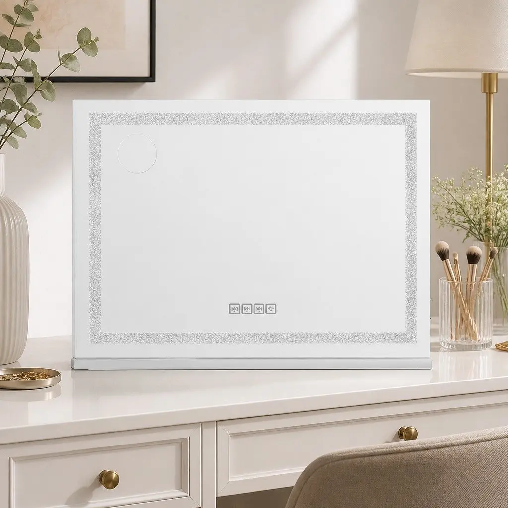 Lighted Makeup Mirror LED Crystal Bluetooth Speaker 80x58cm