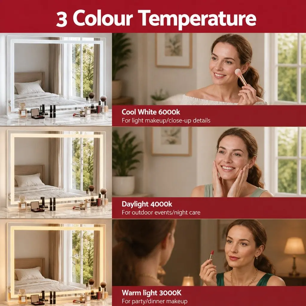 Lighted Makeup Mirror LED Crystal Bluetooth Speaker 80x58cm