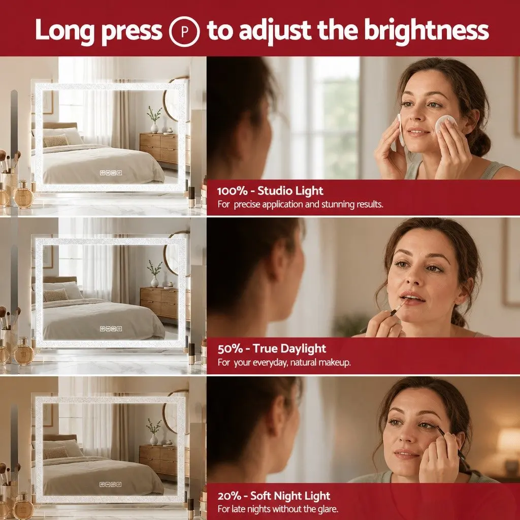 Lighted Makeup Mirror LED Crystal Bluetooth Speaker 80x58cm