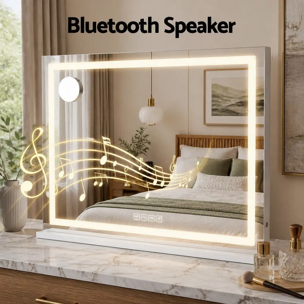 Lighted Makeup Mirror LED Crystal Bluetooth Speaker 80x58cm