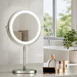 Makeup Mirror 20x20cm 10X Magnification LED Light Touch Control Tabletop