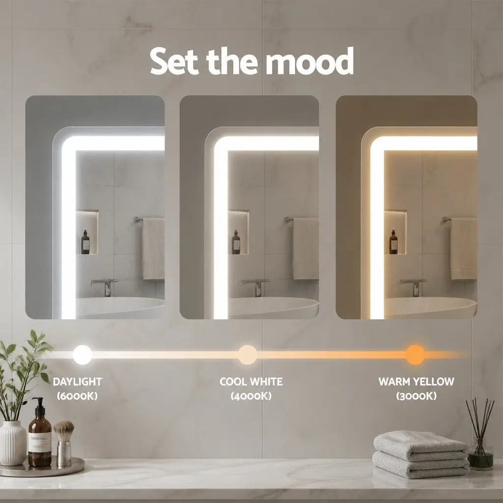 LED Makeup Mirror Touch Control 40x50cm 180° Rotation Adjustable Brightness