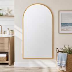 Arched Wall Mirror 86x50cm Gold Frame Vanity Bathroom Home Decor Accent Piece