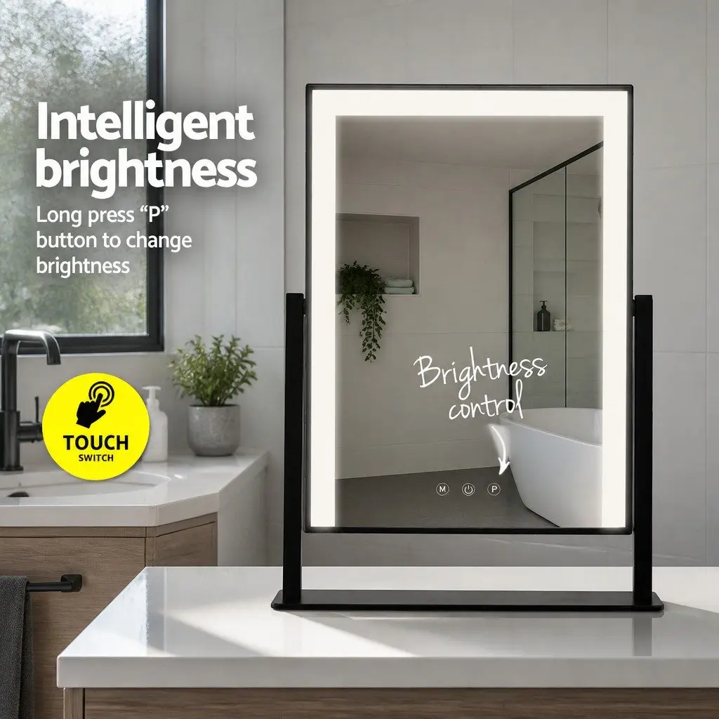 Makeup Mirror Hollywood Vanity LED Light Touch Control 25x30cm