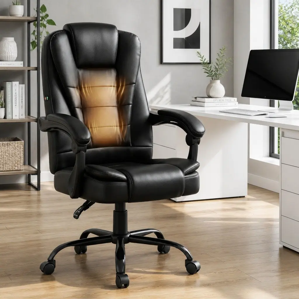 Massage Office Chair Executive Computer Gaming Chairs Black PU Leather