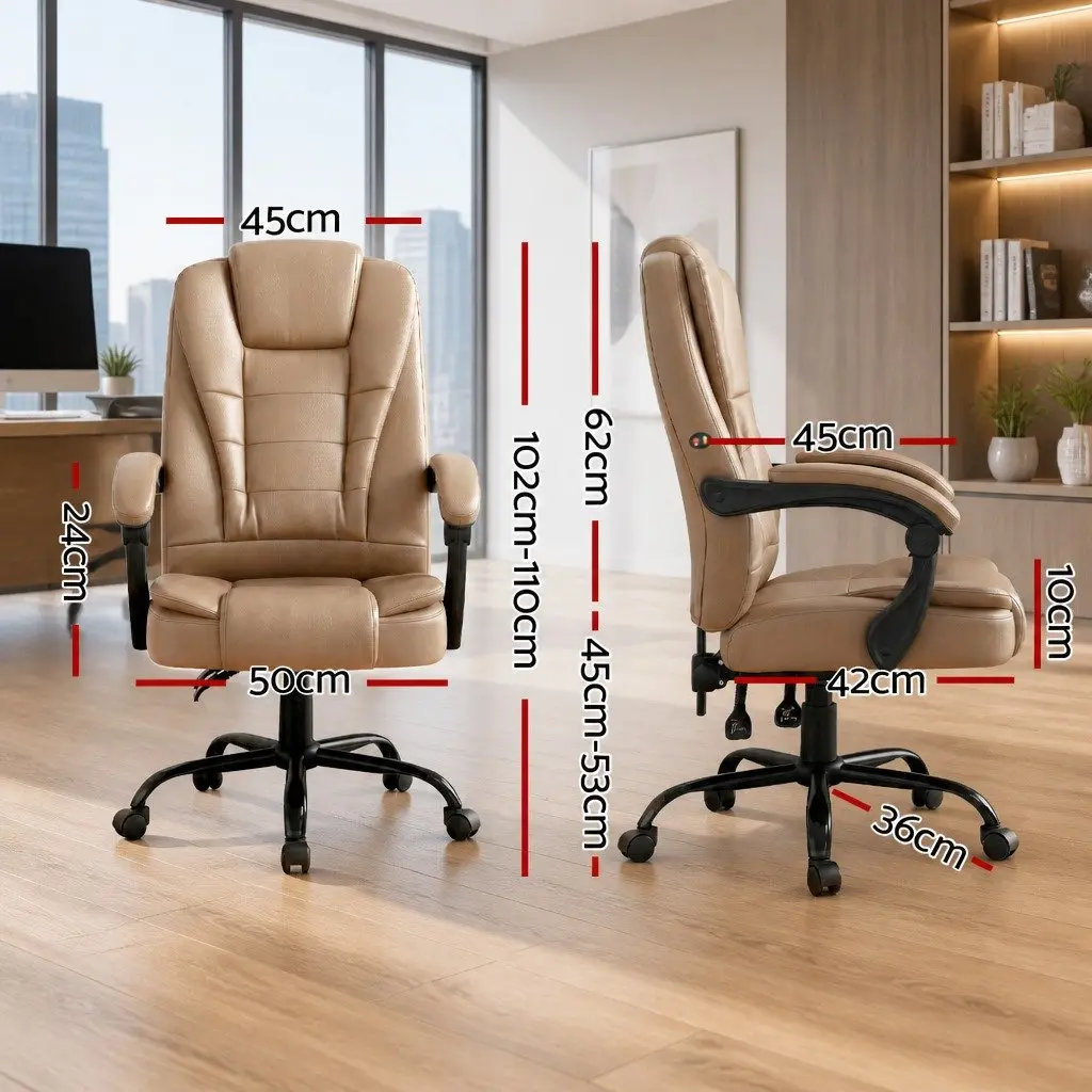 Massage Chair High Back Two-Zone Vibration Espresso PU Leather