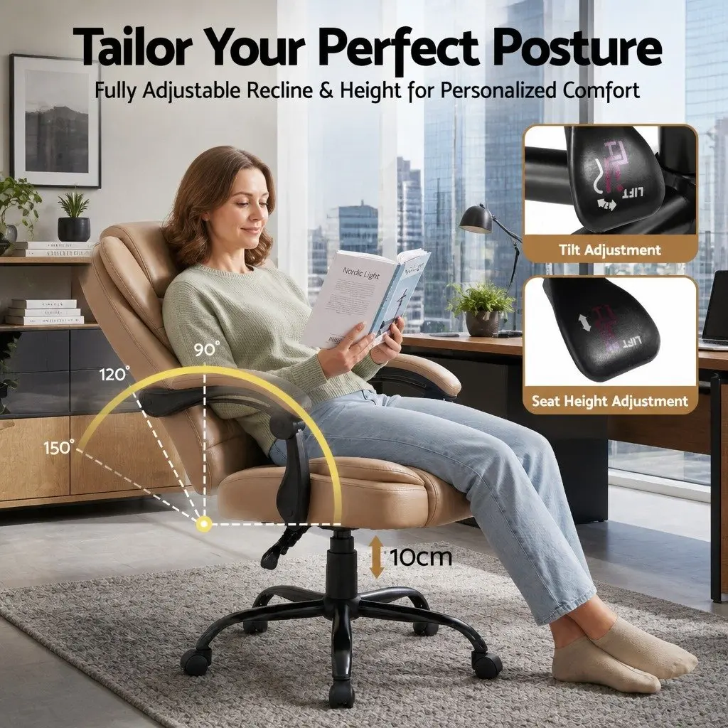 Massage Chair High Back Two-Zone Vibration Espresso PU Leather