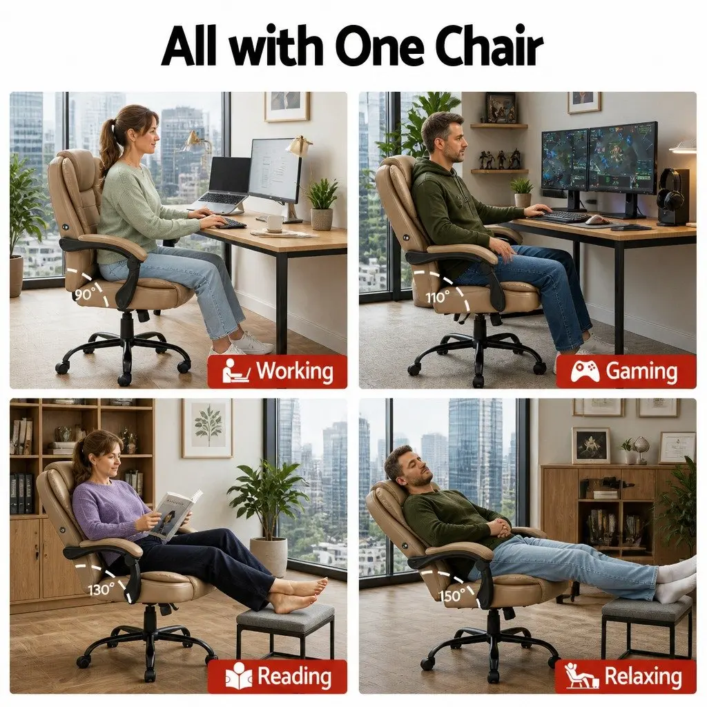 Massage Chair High Back Two-Zone Vibration Espresso PU Leather